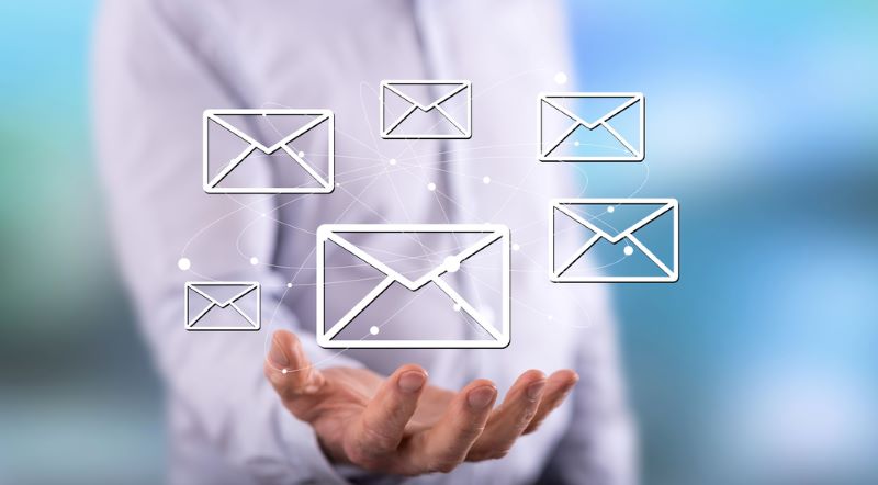 Message concept above the hand of a man in background