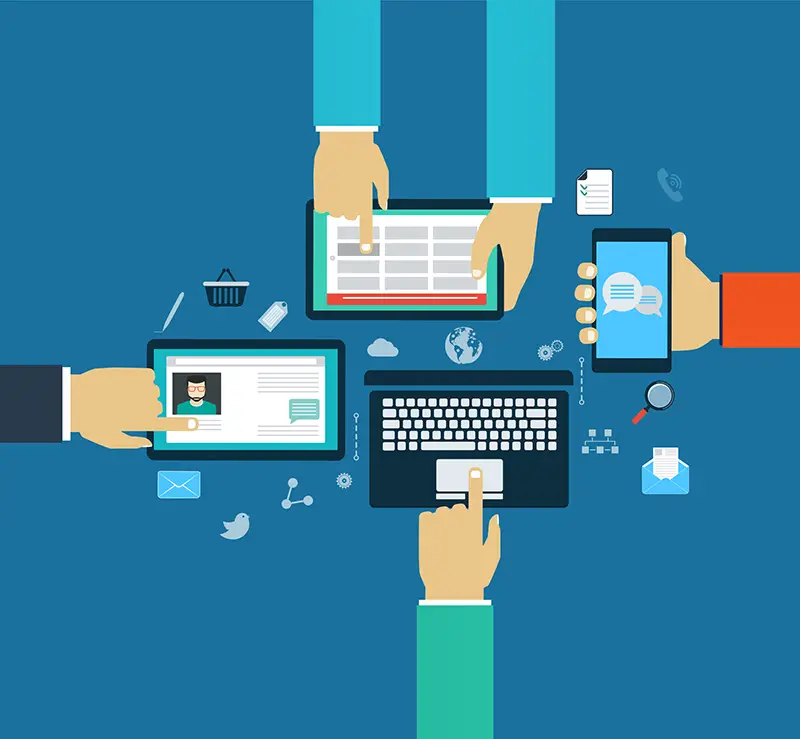 Interaction hands using mobile apps, concept mobile app development