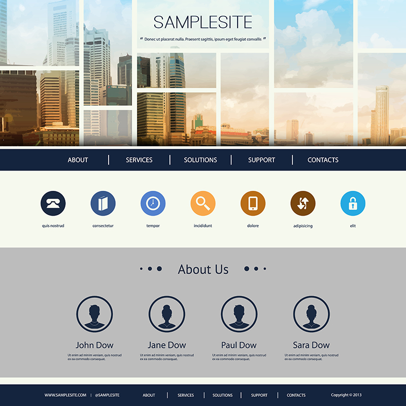 Web design with icons